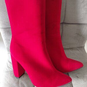 Red Suade Boots